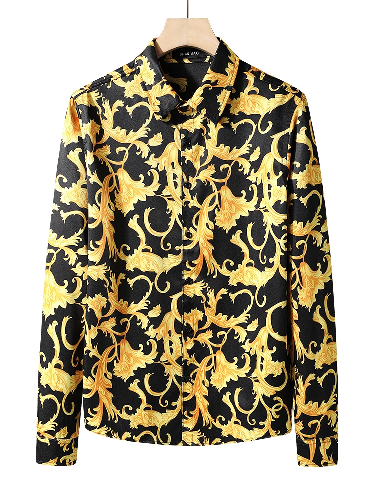 Gold Floral Print Long Sve Slim Fit Men's irt Luxury Personali Trendy Brand plus Size Faionable Casual irt
Gold Floral Print Long Sve Slim Fit Men's irt Luxury Personali Trendy Brand plus Size Faionable Casual irt