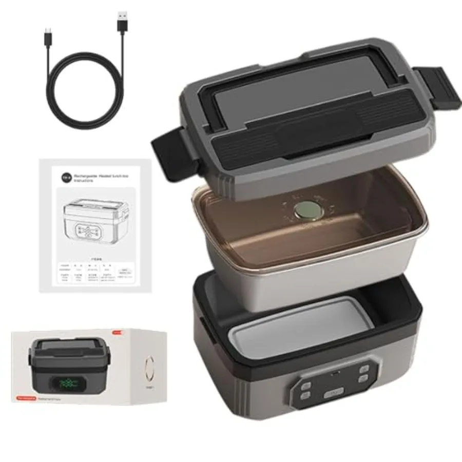 Smart electric heated lunch box for office use, stainless steel body, black color, cordless rechargeable 24000 mAh battery with
Smart electric heated lunch box for office use, stainless steel body, black color, cordless rechargeable 24000 mAh battery with