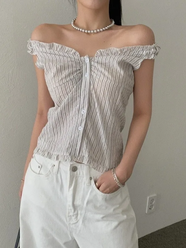 Корейский жилет в полоску, женский уникальный дизайн, антивозрастной, лето 2022, модный топ на одно плечо, комплект для поездок на работу, другой материал
Корейский жилет в полоску, женский уникальный дизайн, антивозрастной, лето 2022, модный топ на одно плечо, комплект для поездок на работу, другой материал