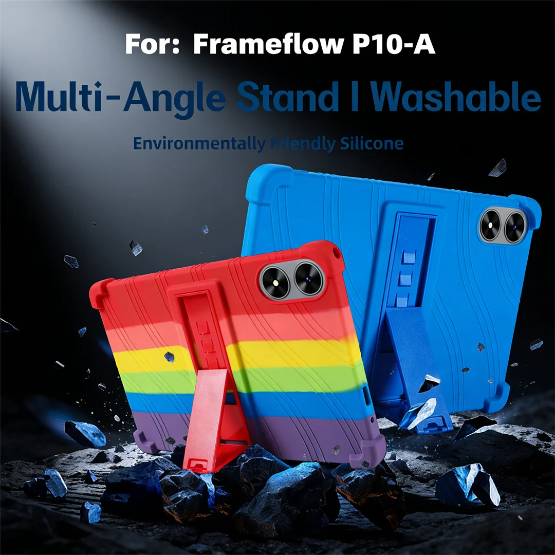 Kids Friendly Silicone Case for Frameflow P10-A 10'' Tablet Shockproof Protective Cover with Multi-Angle Stand Washable Non-Slip
Kids Friendly Silicone Case for Frameflow P10-A 10'' Tablet Shockproof Protective Cover with Multi-Angle Stand Washable Non-Slip