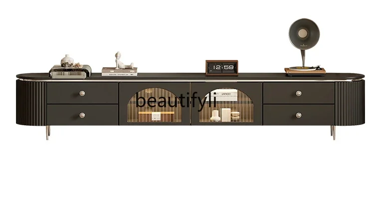 French Style Small Apartment Living Room Black Solid Wood Floor TV Cabinet and Tea Table Combination Storage Stone Plate
French Style Small Apartment Living Room Black Solid Wood Floor TV Cabinet and Tea Table Combination Storage Stone Plate