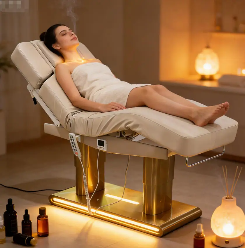 Electric Beauty Massage Bed with 4 Motors Adjustable Modern Synthetic Leather & Metal Frame Salon Furniture for Hotels
Electric Beauty Massage Bed with 4 Motors Adjustable Modern Synthetic Leather & Metal Frame Salon Furniture for Hotels
