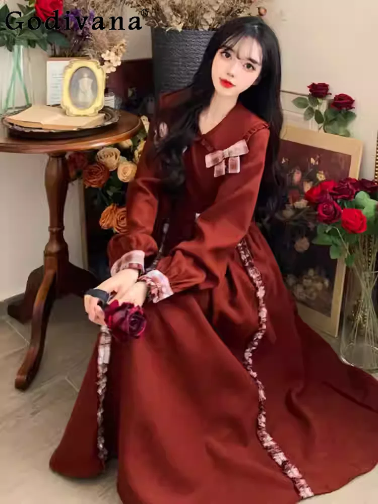 Осеннее женское новое модное платье с длинными рукавами большого размера в студенческом стиле, темпераментное рождественское красное милое платье с отложным воротником
Осеннее женское новое модное платье с длинными рукавами большого размера в студенческом стиле, темпераментное рождественское красное милое платье с отложным воротником