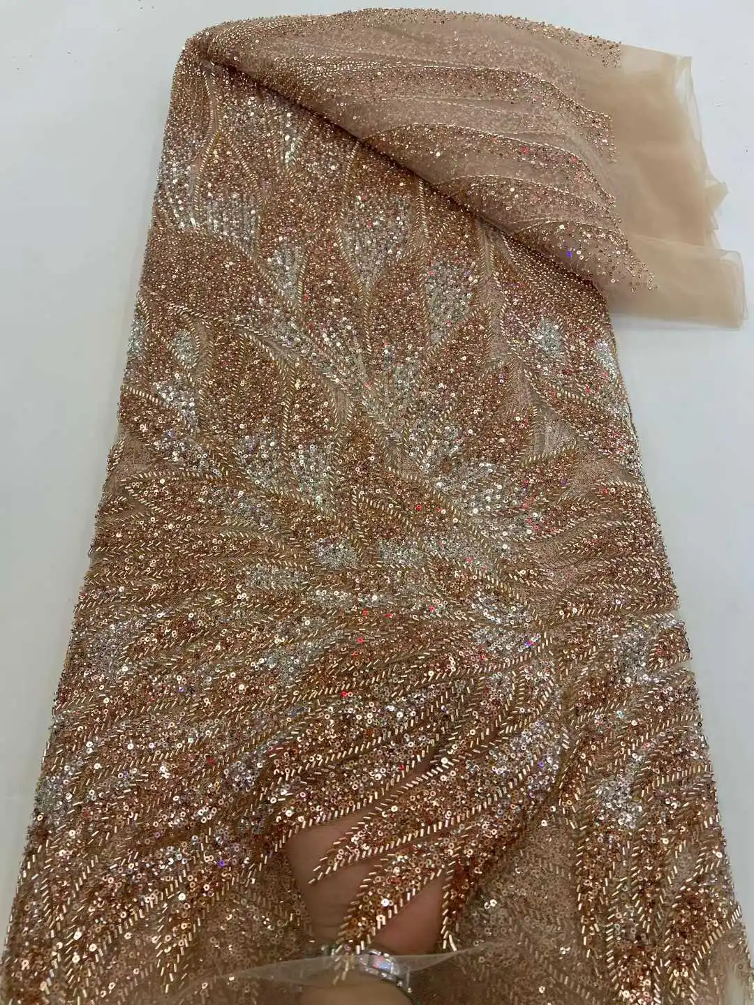 African Bridal Lace Fabric with Sequins Beaded Embroidery 2026 High Quality French Tulle for Wedding Groom Nigerian Style
African Bridal Lace Fabric with Sequins Beaded Embroidery 2026 High Quality French Tulle for Wedding Groom Nigerian Style