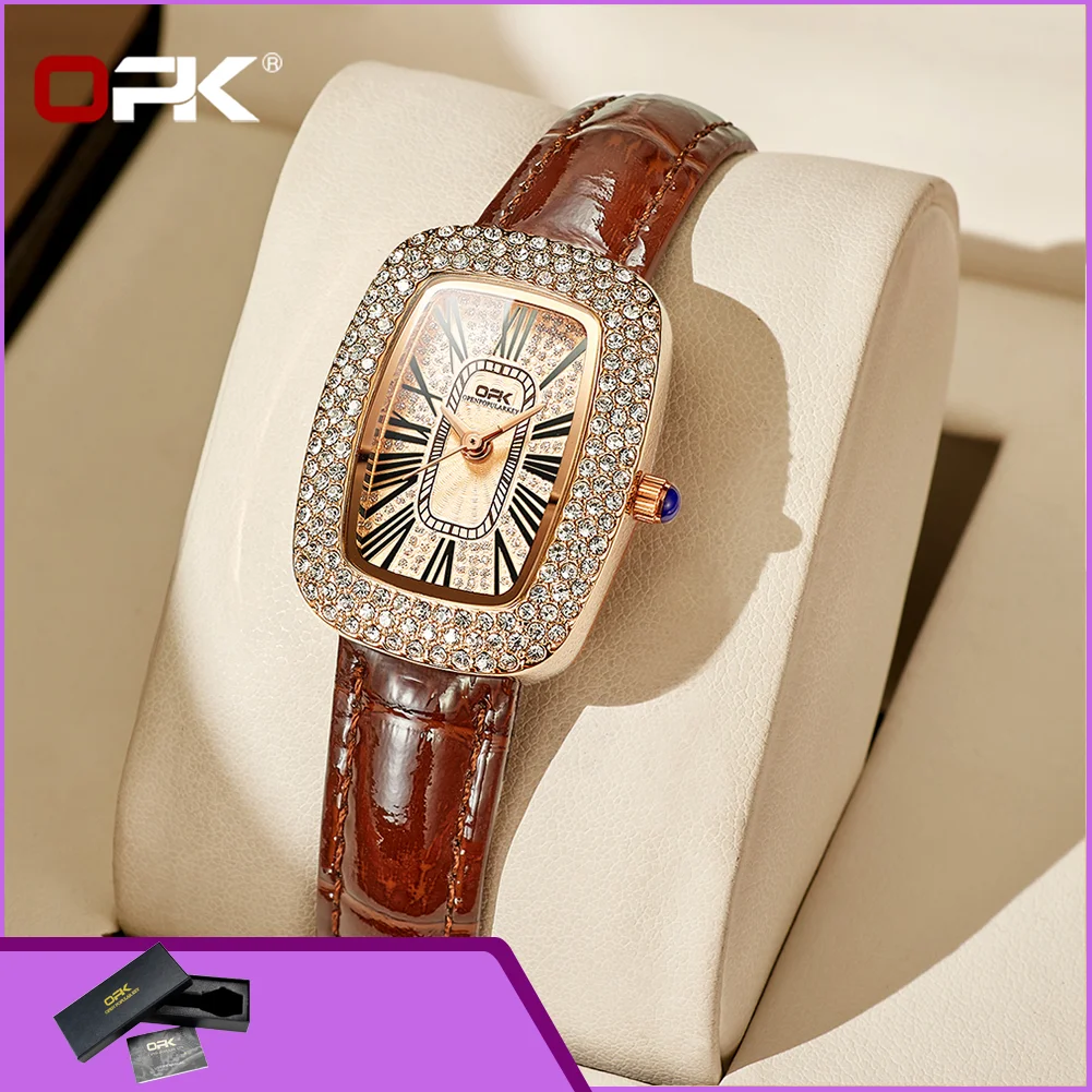 OPK 8616 Full Diamond Quartz Wristwatch for Lady Roman Dial Leather Strap Waterproof Luxury Women’s Dress Watches
OPK 8616 Full Diamond Quartz Wristwatch for Lady Roman Dial Leather Strap Waterproof Luxury Women’s Dress Watches