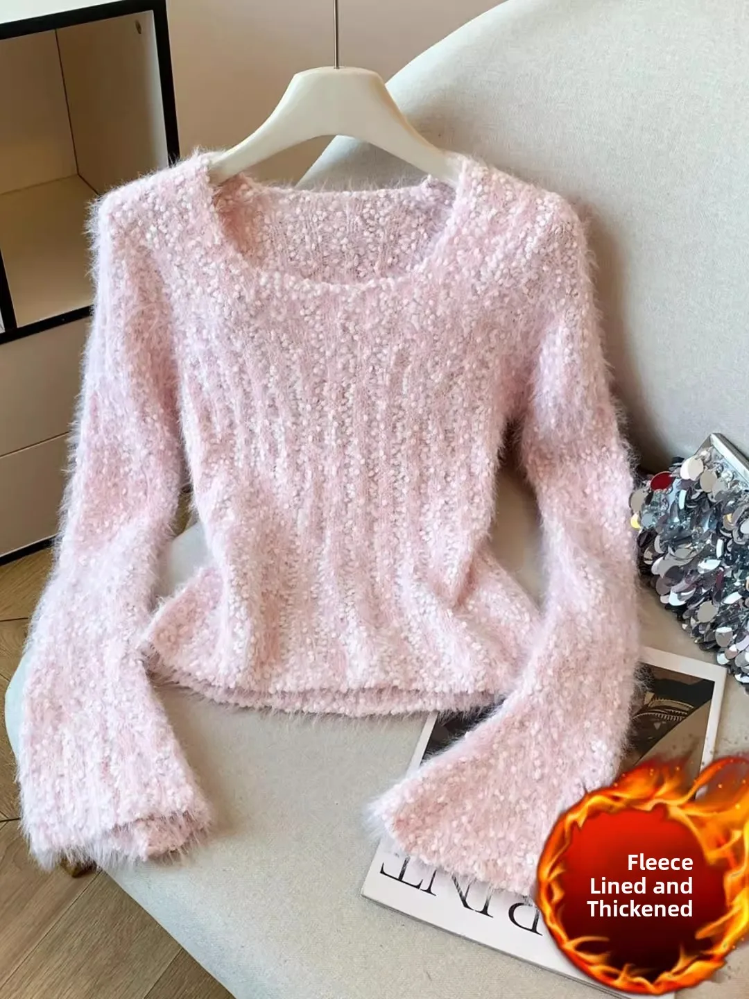 Pink Knitted Base irt Women's Autumn Winter ort Sle Square Collar Inner Wear Mouton Fce Camere Loose Fit Sweet Sle
Pink Knitted Base irt Women's Autumn Winter ort Sle Square Collar Inner Wear Mouton Fce Camere Loose Fit Sweet Sle