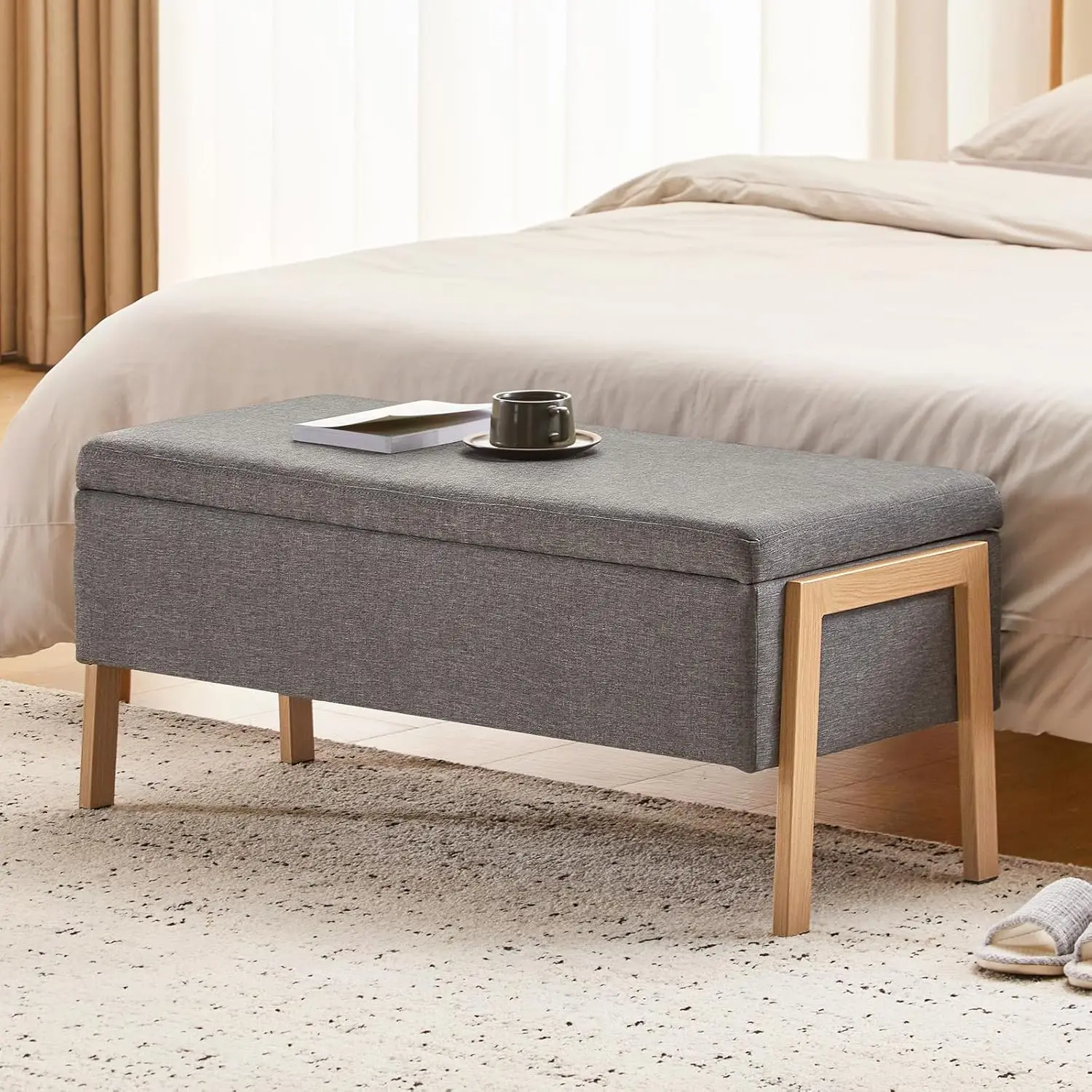 Storage Bench for Bedroom, Modern End of Bed Storage Ottoman Bench, Upholstered Linen Ottoman Bench
Storage Bench for Bedroom, Modern End of Bed Storage Ottoman Bench, Upholstered Linen Ottoman Bench