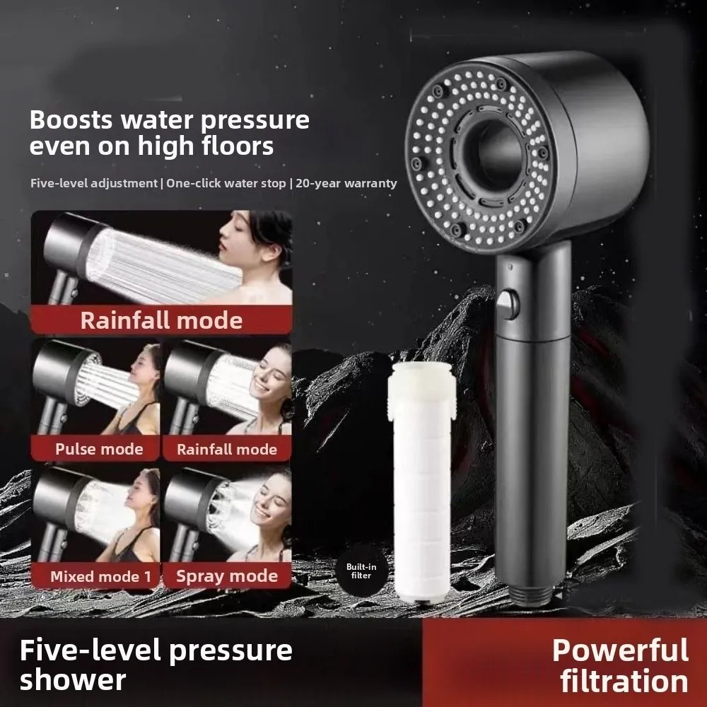 High Pressure Bathroom Showerhead Set 5 Speed Adjustment One-Key Stop Handheld Shower Hand Easy To Install
High Pressure Bathroom Showerhead Set 5 Speed Adjustment One-Key Stop Handheld Shower Hand Easy To Install