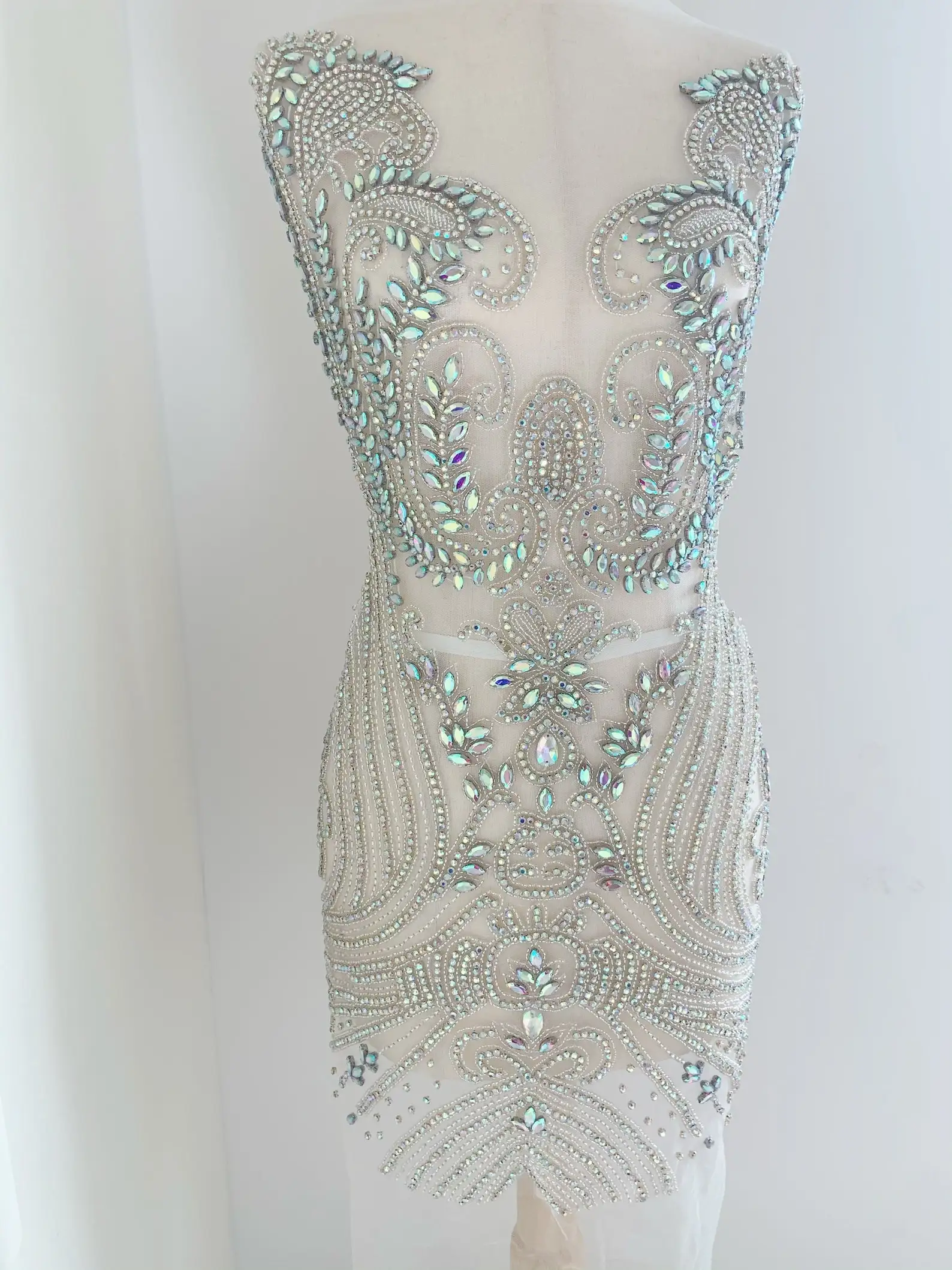 Large Iridescent Rhinestone Appliqué, Rhinestone Bodice Dress, Crystal Appliqué for Couture, Dress, Dance Costume
Large Iridescent Rhinestone Appliqué, Rhinestone Bodice Dress, Crystal Appliqué for Couture, Dress, Dance Costume