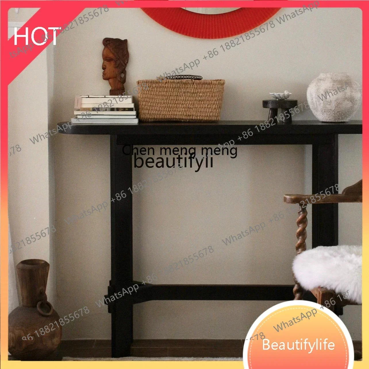 z1q Middle-Ancient Black Wood Grain Advanced Sense Console a Long Narrow TableK182
z1q Middle-Ancient Black Wood Grain Advanced Sense Console a Long Narrow TableK182