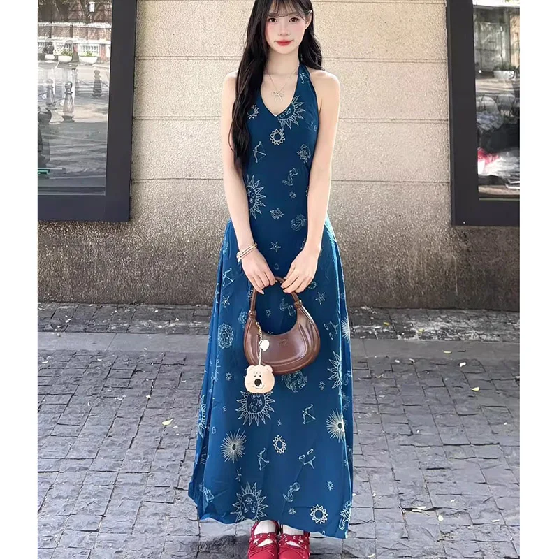 Summer 2026 Women Vacation Dresses Lady Blue Wrap Hip Sleeveless Dress Female Fashion V-Neck Vintage Dress
Summer 2026 Women Vacation Dresses Lady Blue Wrap Hip Sleeveless Dress Female Fashion V-Neck Vintage Dress
