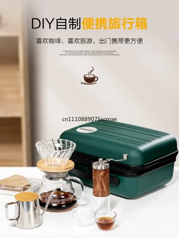 Suitcase Outdoor Travel Hand-brewed Coffee Utensils Set Portable Storage Bag Bean Grinder Mocha Pot Storage Box
Suitcase Outdoor Travel Hand-brewed Coffee Utensils Set Portable Storage Bag Bean Grinder Mocha Pot Storage Box