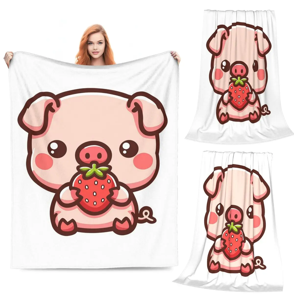 Pig With Strawberry Blanket Soft Warm Flannel Throw Blanket Bedding for Bed Living room Picnic Travel Home Sofa
Pig With Strawberry Blanket Soft Warm Flannel Throw Blanket Bedding for Bed Living room Picnic Travel Home Sofa