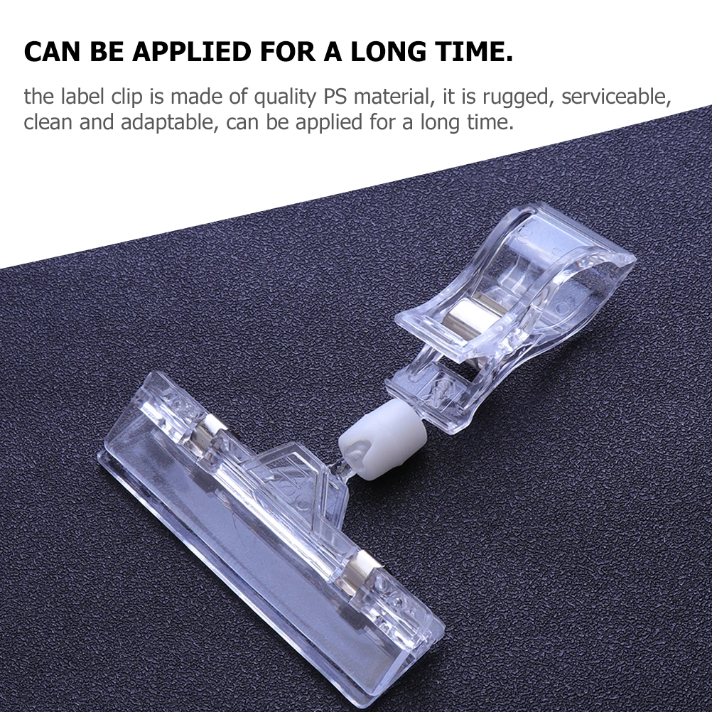 20pcs Transparent Universal Clips Sign Holders Clear Plastic Swivel Label Holders for Retail Store Clothing Supermarket Display 
20pcs Transparent Universal Clips Sign Holders Clear Plastic Swivel Label Holders for Retail Store Clothing Supermarket Display