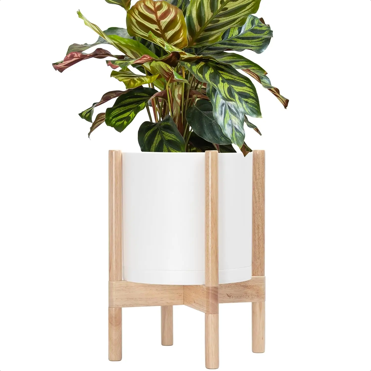 10" Plastic Planter Pot with Wood Stand - Cylinder, Matte White, Indoor Flower Pot Holder
10" Plastic Planter Pot with Wood Stand - Cylinder, Matte White, Indoor Flower Pot Holder