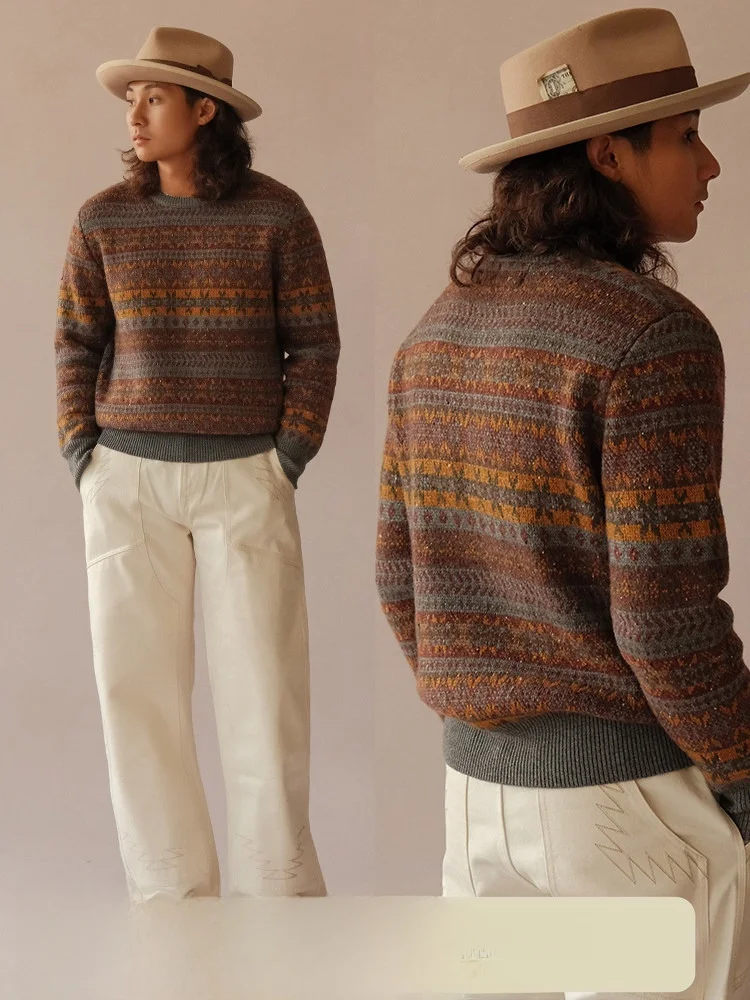 Vtg Series Fair Isle British Style Wool Blend Long Sleeve round Neck Loose Sweater Narrow Width Casual Knitted Woolen Shirt
Vtg Series Fair Isle British Style Wool Blend Long Sleeve round Neck Loose Sweater Narrow Width Casual Knitted Woolen Shirt