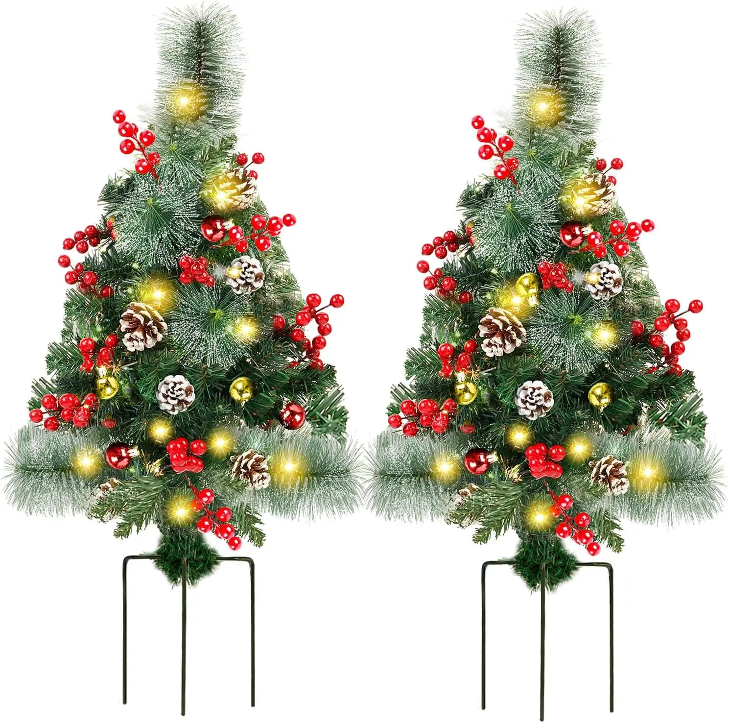 2 Pack 30' Pre-Lit Christmas Trees, LED Lights, Red Berries, Pine Cones, Battery Operated Yard Decor
2 Pack 30' Pre-Lit Christmas Trees, LED Lights, Red Berries, Pine Cones, Battery Operated Yard Decor
