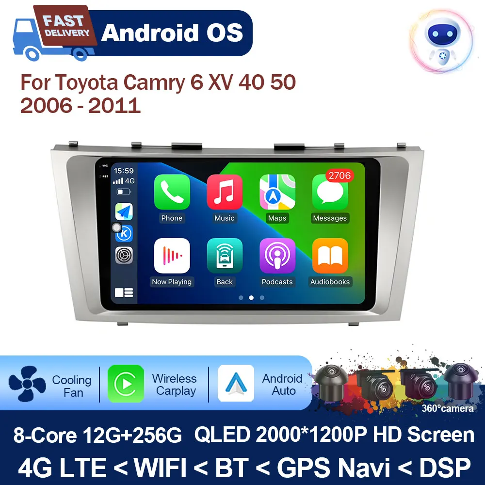 9-дюймовый для Toyota Camry 6 XV 40 50 2006-2011 Android Автомобильный радиоприемник Мультимедийный видеостереоплеер GPS Navi Беспроводной Carplay WIFI
9-дюймовый для Toyota Camry 6 XV 40 50 2006-2011 Android Автомобильный радиоприемник Мультимедийный видеостереоплеер GPS Navi Беспроводной Carplay WIFI