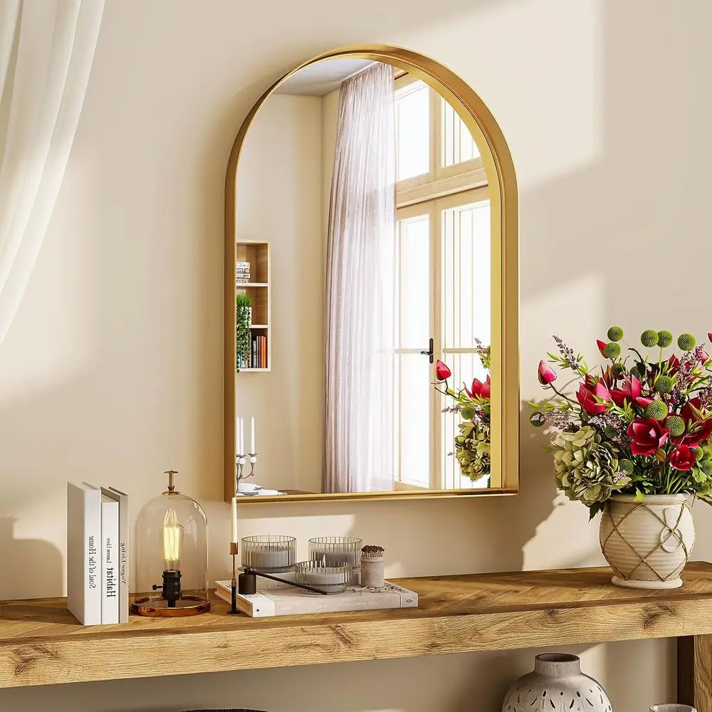 20" x 30" Luxury Arched Bathroom Mirror - Arch Wall Mirror with Shatterproo Tempered Glass and Metal Deep e, Hanging or Leaning
20" x 30" Luxury Arched Bathroom Mirror - Arch Wall Mirror with Shatterproo Tempered Glass and Metal Deep e, Hanging or Leaning