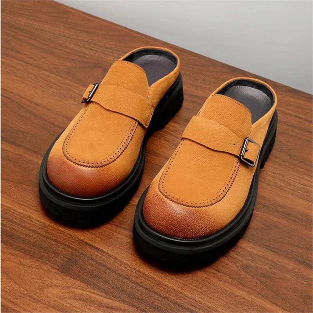 Men's Summer Suede Leather Slides Thick Sole Height Increasing Closed Toe Casual Half Slippers Outdoor Wear
Men's Summer Suede Leather Slides Thick Sole Height Increasing Closed Toe Casual Half Slippers Outdoor Wear