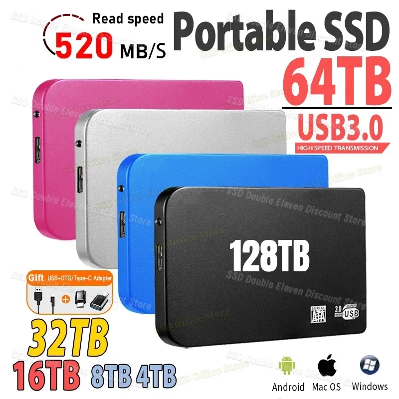 128TB New Original Portable SSD 2TB External Hard Drive 1TB Hard disk memory USB Storage for PC notebook Desktop Computer Mac
128TB New Original Portable SSD 2TB External Hard Drive 1TB Hard disk memory USB Storage for PC notebook Desktop Computer Mac