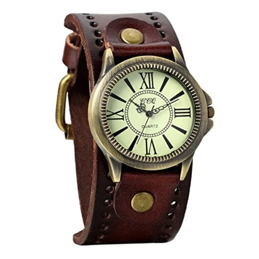 Avaner Vintage Bronze Leather Watches: Retro Steampunk Wide Cuff Analog Quartz Wrist Watches for Men and Women
Avaner Vintage Bronze Leather Watches: Retro Steampunk Wide Cuff Analog Quartz Wrist Watches for Men and Women