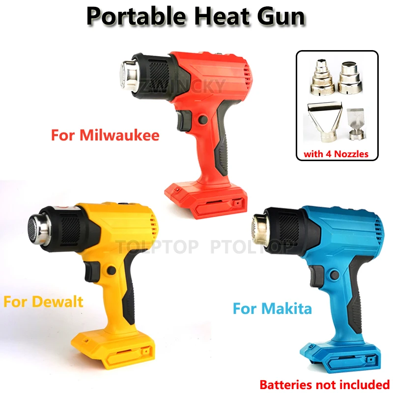 Fast Heating Portable Heat Gun For Makita/Dewalt/Milwaukee 18V 20V Li-ion Battery Cordless Heat Gun with 4 Nozzles Attachments
Fast Heating Portable Heat Gun For Makita/Dewalt/Milwaukee 18V 20V Li-ion Battery Cordless Heat Gun with 4 Nozzles Attachments