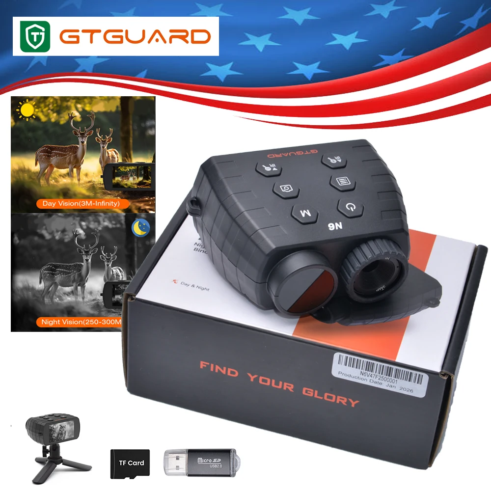 Official Genuine GTGUARD N6 Night Vision Goggles IR Night-Visions Binoculars 5X Digital Zoom Telescope Day/Night Use For Outdoor
Official Genuine GTGUARD N6 Night Vision Goggles IR Night-Visions Binoculars 5X Digital Zoom Telescope Day/Night Use For Outdoor