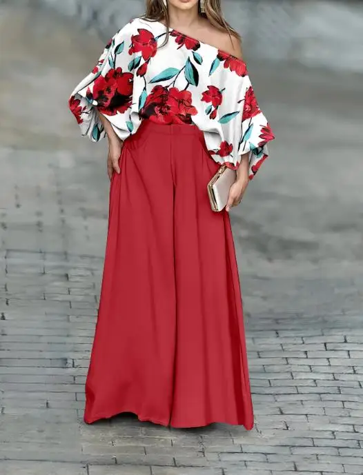 Two Piece Set Women Outfit 2026 Spring New Floral Print Skew Neck Batwing Sleeve Stretchy Hem Top & Casual Wide Leg Pants Set
Two Piece Set Women Outfit 2026 Spring New Floral Print Skew Neck Batwing Sleeve Stretchy Hem Top & Casual Wide Leg Pants Set