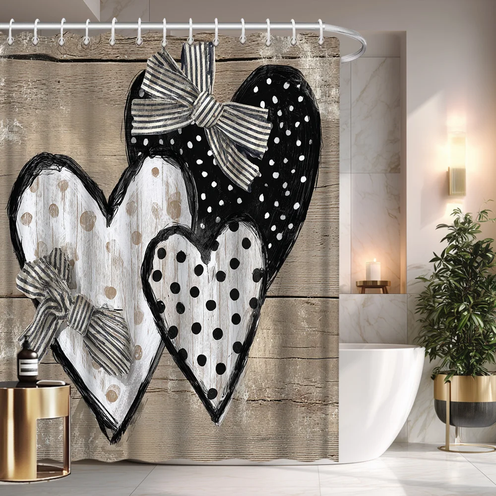 2D Flat, 2D Flat, 1pc 2D Flat Heart-Themed Shower Curtain with Black And White Design Featuring Striped Bow Ties, Polyester Fabr
2D Flat, 2D Flat, 1pc 2D Flat Heart-Themed Shower Curtain with Black And White Design Featuring Striped Bow Ties, Polyester Fabr