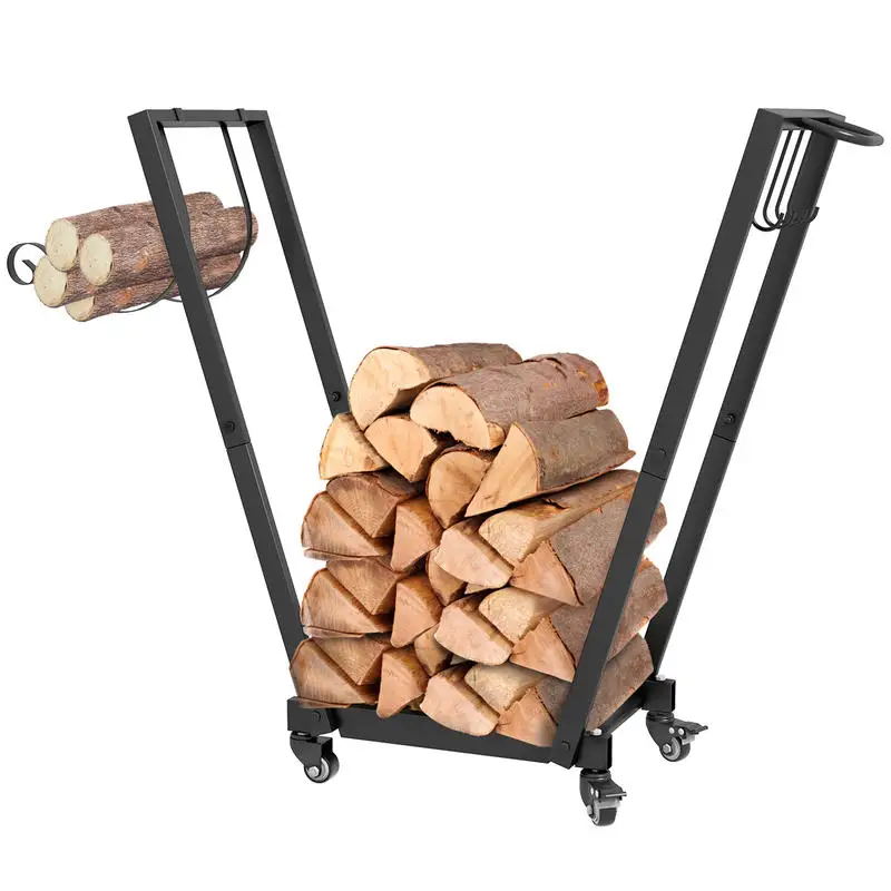 Outsunny Firewood Rack with Wheels, Metal Log Holder with Kindling and Tool Hooks, Indoor/Outdoor, 31.1" x 11.8" x 31.9", Black
Outsunny Firewood Rack with Wheels, Metal Log Holder with Kindling and Tool Hooks, Indoor/Outdoor, 31.1" x 11.8" x 31.9", Black