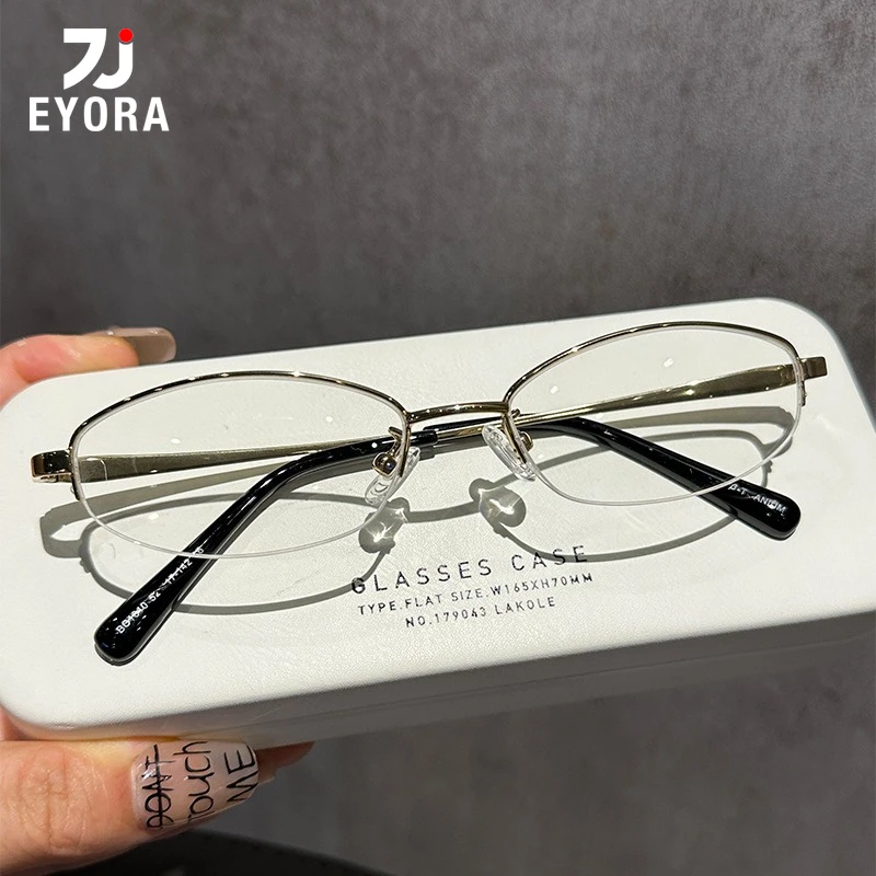EYORA Half-Frame Ultralight Ti Reading Glasses for Women Anti Blue Light Photochromic Glasses Optical Lenses with Prescription
EYORA Half-Frame Ultralight Ti Reading Glasses for Women Anti Blue Light Photochromic Glasses Optical Lenses with Prescription