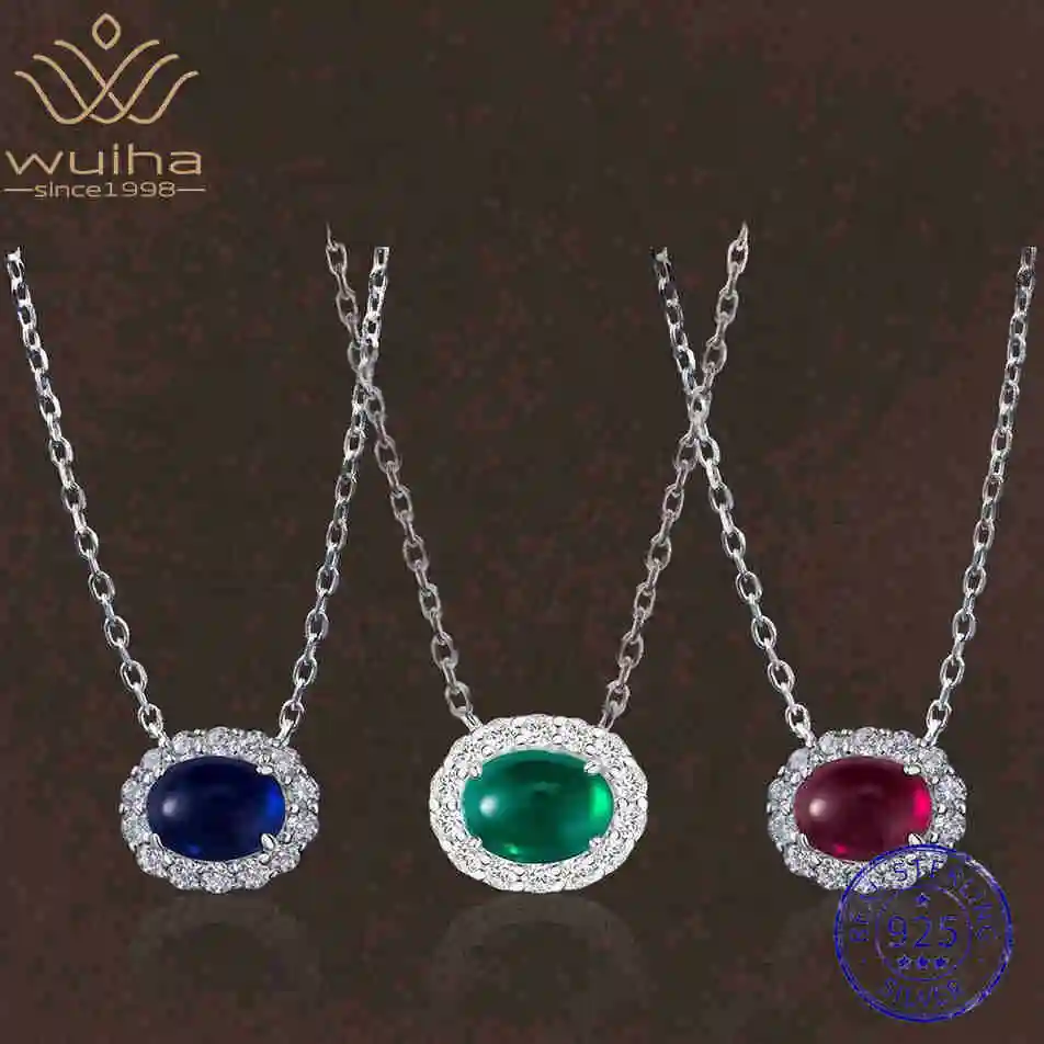 WUIHA 925 Sterling Silver 6 * 8 MM Lab Sapphire Emerald Ruby High Carbon Diamonds Gemstone Wedding Pendant Necklace Fine Jewelry
WUIHA 925 Sterling Silver 6 * 8 MM Lab Sapphire Emerald Ruby High Carbon Diamonds Gemstone Wedding Pendant Necklace Fine Jewelry
