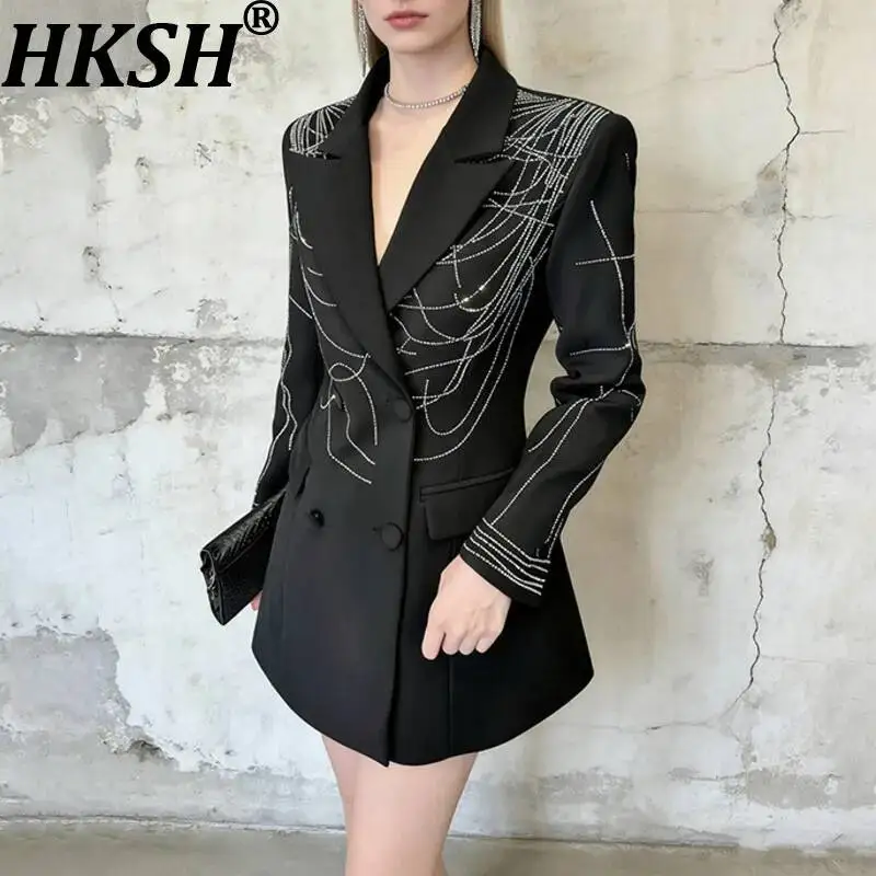 HKSH Women Blazer Elegant Tide Dark Heavy Diamonds Line Decoration Long Sleeves Stylish Double Breasted Design Suit-Coat HK24589
HKSH Women Blazer Elegant Tide Dark Heavy Diamonds Line Decoration Long Sleeves Stylish Double Breasted Design Suit-Coat HK24589