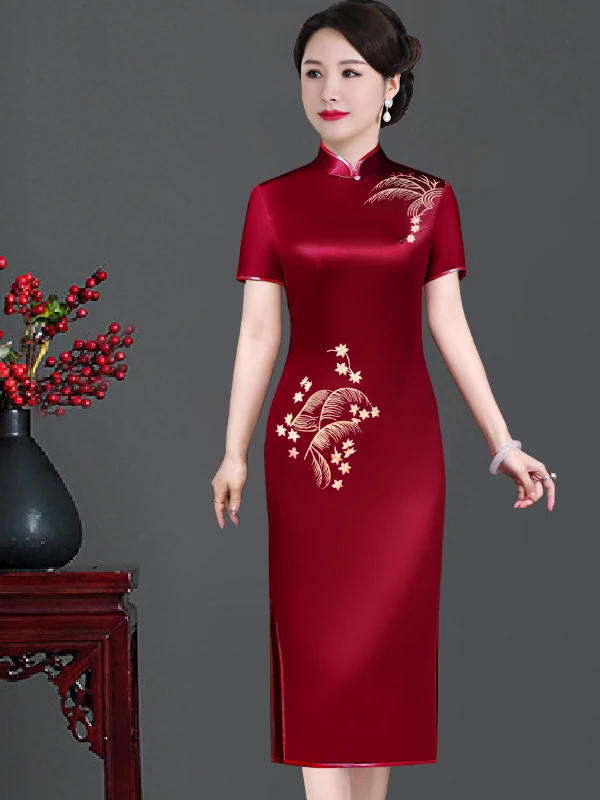 Elegant Acetate Mommy Dress Slimming Wedding Dinner Gown Fashionable Mid-Length Single-Piece Zipper Closure
Elegant Acetate Mommy Dress Slimming Wedding Dinner Gown Fashionable Mid-Length Single-Piece Zipper Closure