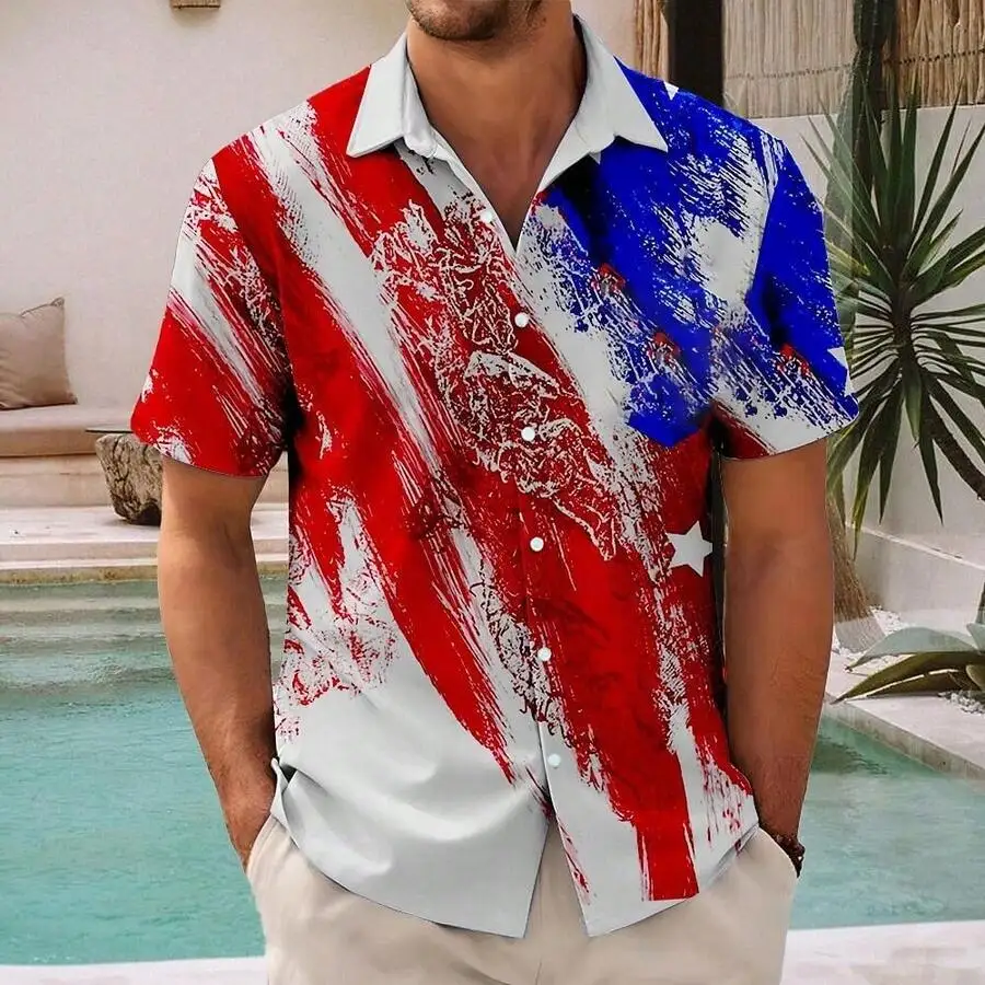 Mens Patriotic US Flag 3D Print Short Sleeve Button Up Shirt Casual Vintage Retro Summer
Mens Patriotic US Flag 3D Print Short Sleeve Button Up Shirt Casual Vintage Retro Summer