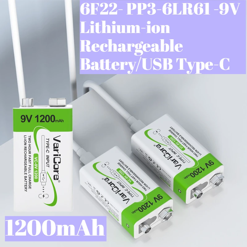 6F22- PP3-6LR61 -9V Lithium-ion Rechargeable Battery/USB Type-C /1200mAh/multimeter/wireless Microphone/smoke Alarm
6F22- PP3-6LR61 -9V Lithium-ion Rechargeable Battery/USB Type-C /1200mAh/multimeter/wireless Microphone/smoke Alarm
