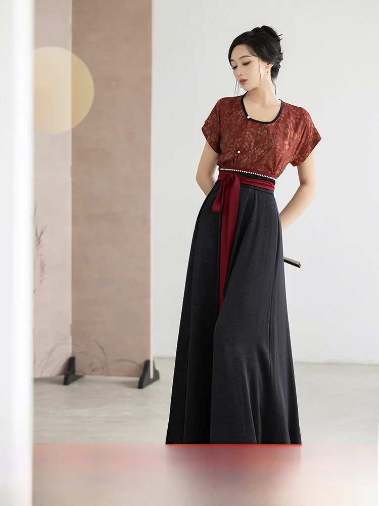 Dry Red Bla Ten-Tear Skirt ort-Sve Summer Tang Sle Hanfu Women's Traditional Chinese Clothing Slimming Daily Wear
Dry Red Bla Ten-Tear Skirt ort-Sve Summer Tang Sle Hanfu Women's Traditional Chinese Clothing Slimming Daily Wear