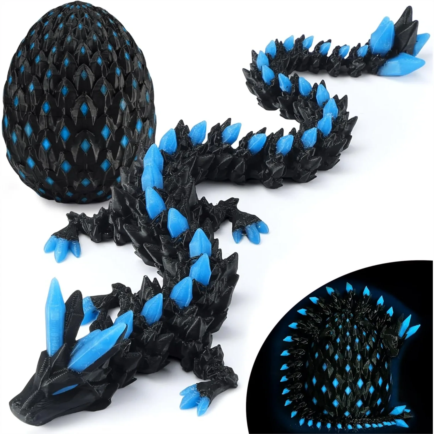 3D Printed Dragon Egg Toy with Glow in The Dark, Articulated Fidget Dragon for Kids & Adults, UV Reactive Fantasy Figurine Blue
3D Printed Dragon Egg Toy with Glow in The Dark, Articulated Fidget Dragon for Kids & Adults, UV Reactive Fantasy Figurine Blue
