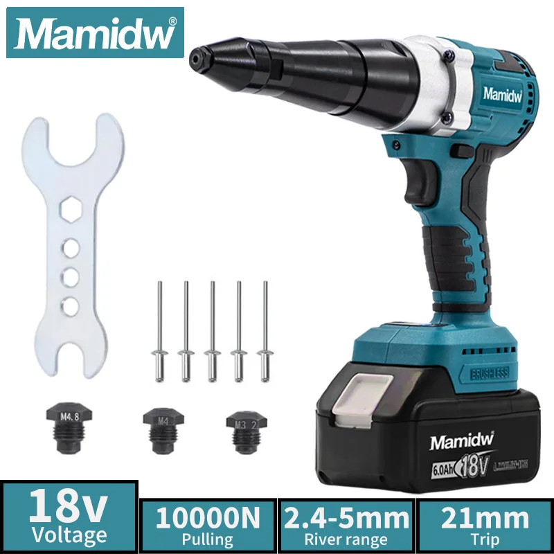 Mamidw Brushless Electric Rivet Gun LED Cordless Rivet Nut Gun Automatic Riveting Tool For Makita 18V Battery
Mamidw Brushless Electric Rivet Gun LED Cordless Rivet Nut Gun Automatic Riveting Tool For Makita 18V Battery