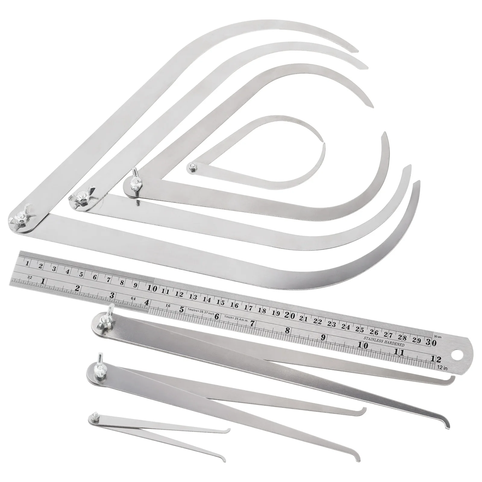 8pcs Stainless Steel 4 8 10 12 inch Inside Outside Calipers for Clay Sculpture Modeling Carving Ceramic Pottery Calipes Ruler
8pcs Stainless Steel 4 8 10 12 inch Inside Outside Calipers for Clay Sculpture Modeling Carving Ceramic Pottery Calipes Ruler