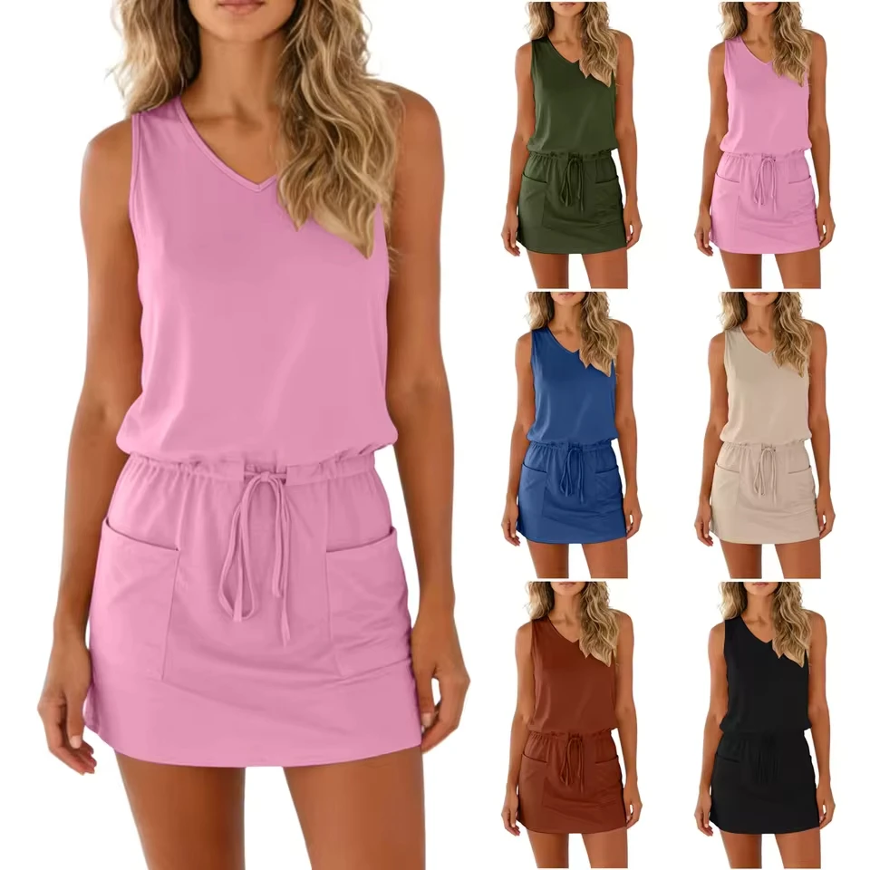 Summer Tie Waist Dress For Women Comfortable Cotton Sleeveless V Neck Mini Dress With Pockets Beach Baggy Sundress Holiday Beach
Summer Tie Waist Dress For Women Comfortable Cotton Sleeveless V Neck Mini Dress With Pockets Beach Baggy Sundress Holiday Beach