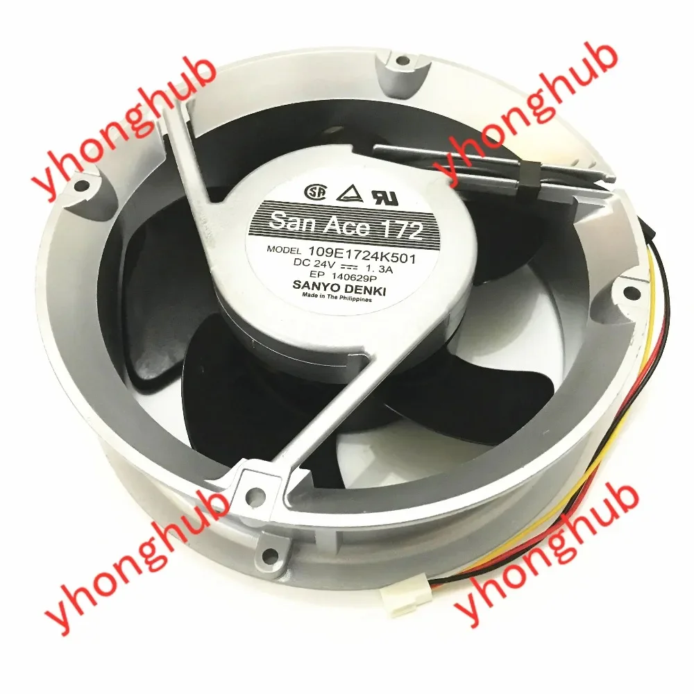 Sanyo Denki 109E1724K501 DC 24V 1.3A 172X172X51mm 3-Wire Cooling Fan
Sanyo Denki 109E1724K501 DC 24V 1.3A 172X172X51mm 3-Wire Cooling Fan
