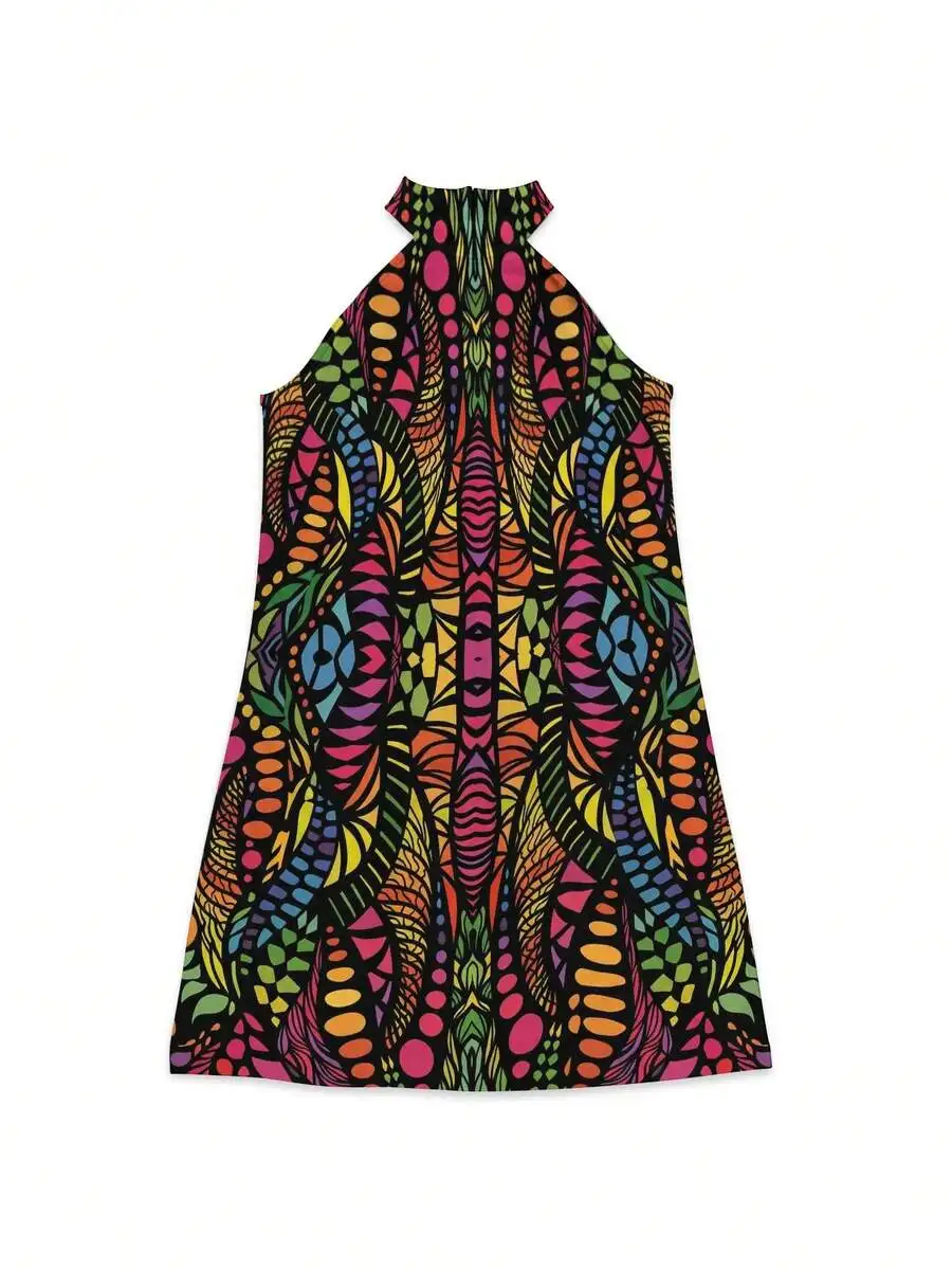Colorful Abstract Pattern Women Halter Neck Knit Dress Bohemian Casual Summer Outfit
Colorful Abstract Pattern Women Halter Neck Knit Dress Bohemian Casual Summer Outfit
