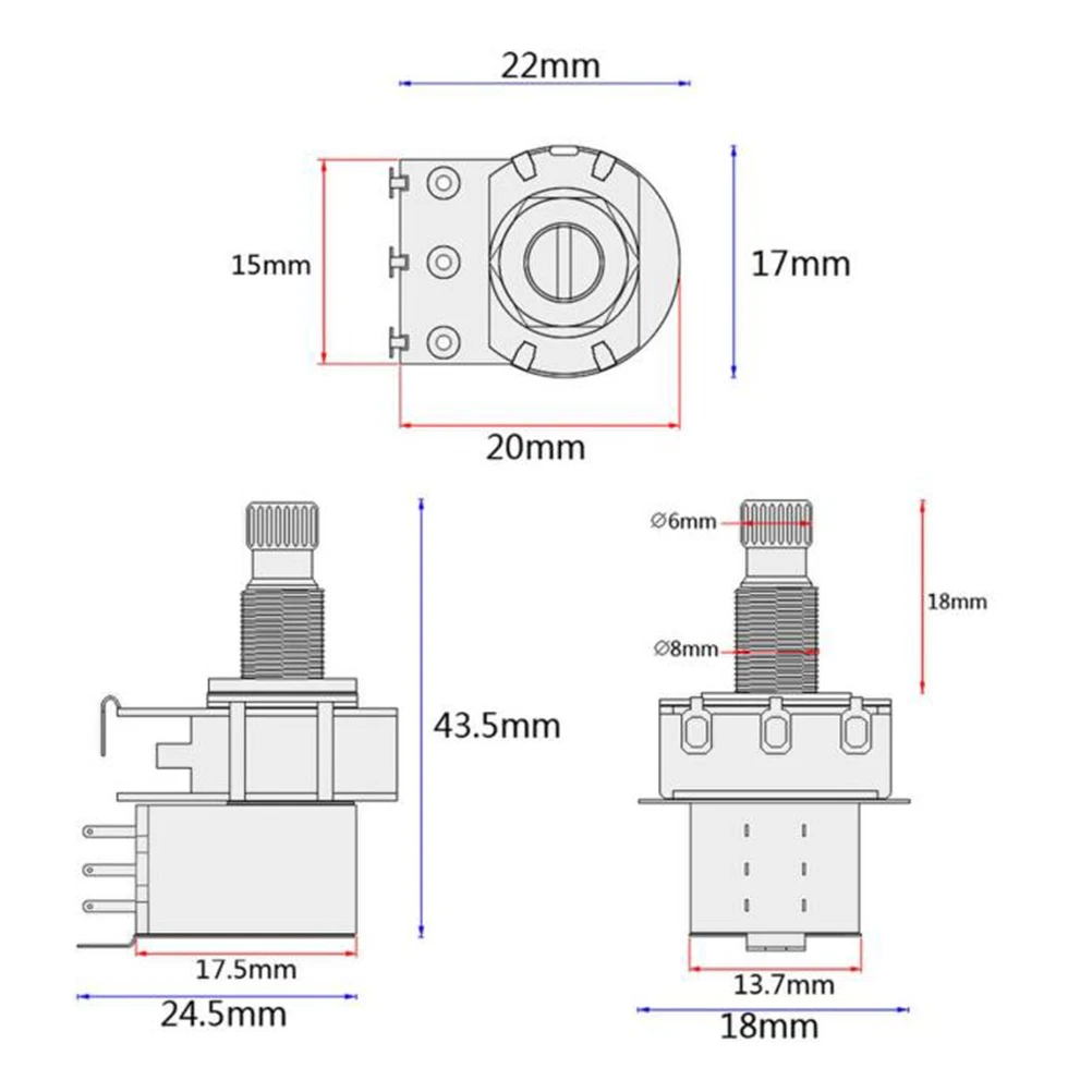 Long Rod Angle Potentiometer 250K Ohm Control Coarse Shaft Fits Knobs Audio Log Linear Push Pull Guitar Bass Parts Accessories
Long Rod Angle Potentiometer 250K Ohm Control Coarse Shaft Fits Knobs Audio Log Linear Push Pull Guitar Bass Parts Accessories