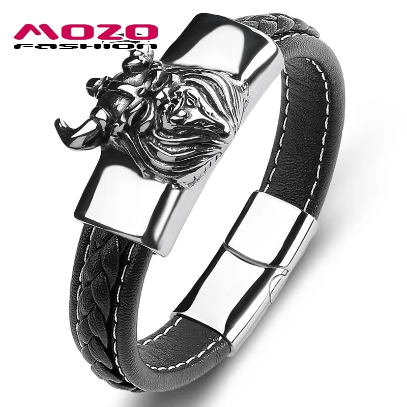 Leather Punk Bracelets for Men, Stainless Steel, Cool Bangles, Bull Beast, Collocation Cuff, Fashion Jewelry Gifts, Wholesale
Leather Punk Bracelets for Men, Stainless Steel, Cool Bangles, Bull Beast, Collocation Cuff, Fashion Jewelry Gifts, Wholesale