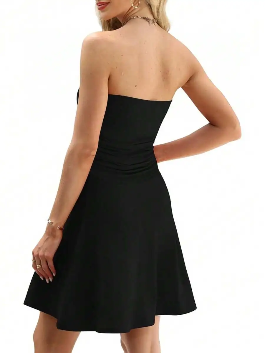 Womens Strapless A-Line Dress With Side Ruching For Party Club Date
Womens Strapless A-Line Dress With Side Ruching For Party Club Date