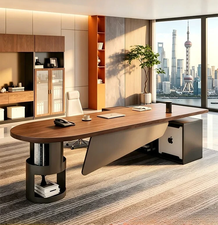 PYJ modern simple style solid wood light luxury high-end walnut with side cabinet socket desk
PYJ modern simple style solid wood light luxury high-end walnut with side cabinet socket desk