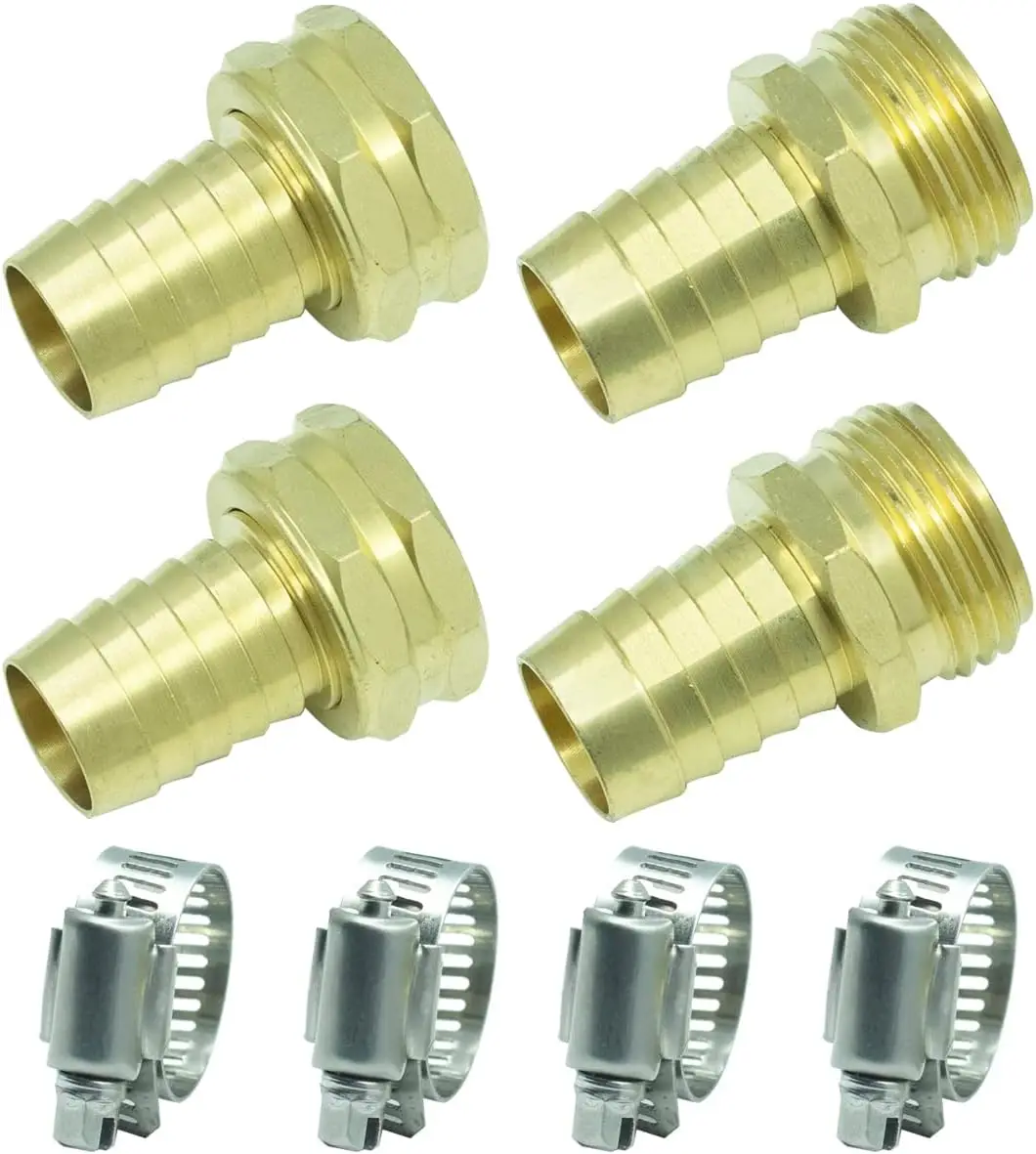 Solid Brass Garden Hose Repair Kit - Heavy Duty Leak-Proof Connector with Stainless Steel Clamps for 3/4" Hoses, 2 Pack
Solid Brass Garden Hose Repair Kit - Heavy Duty Leak-Proof Connector with Stainless Steel Clamps for 3/4" Hoses, 2 Pack