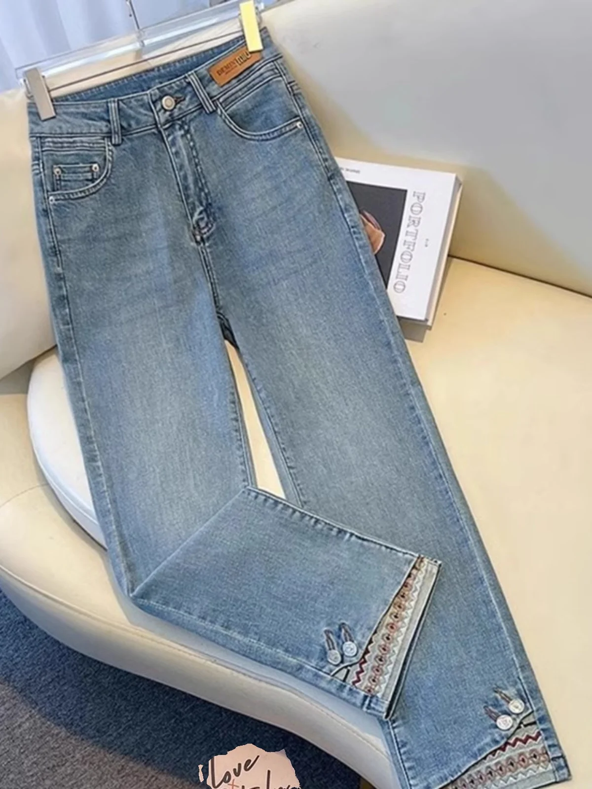 High Waist Straight Leg Denim Jeans Women's Spring Summer New Sle Versatile Pear ape Small Size Patchwork Nine Tube Pants
High Waist Straight Leg Denim Jeans Women's Spring Summer New Sle Versatile Pear ape Small Size Patchwork Nine Tube Pants
